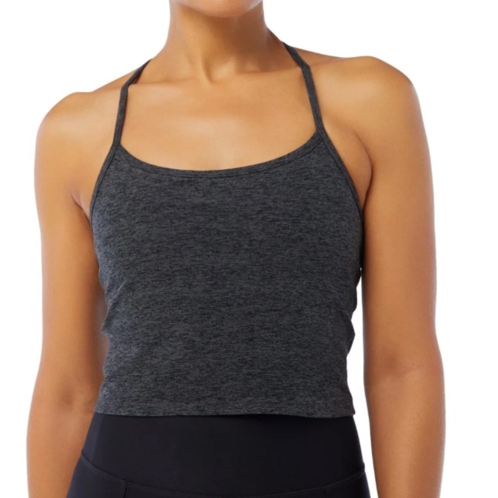 INTERVAL RAPPEL SPACEDYE LONGLINE BRA HEATHER CHARCOAL - 1X